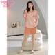 Modal Pure Cotton Pyjamas für Frauen 2025 Sommer neuer Pullover Kurzarmshorts dünne bequeme und lässige Jugend-Hausbekleidung Z9853 814 m [Empfohlen 80-100jin [Jin ist gleich 0,5 kg] Verschleiß]]