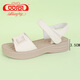 Double Phoenix 2025 Sommer Neues dickes Leder komfortable flache Sandalen Frauen 72F-5010 Beige Weiß 37 (235 mm)