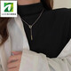 LZJV plated 18K gold geometric square necklace for women's Chinese Valentine's Day gift new style not easy to fade clavicle chain fashion pendant sweater