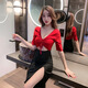Buxi Kaiden Nachtclub sexy Kleid niedrig geschnittenes Temperament KTV Abendkleid Langes Fußbad Sauna Techniker Fußbad Arbeit Kleidung n 3882 Wein rot l