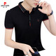 皮尔卡丹（pierre cardin）高档男士短袖凉感polo.衫夏季新款薄款100%纯棉休闲半袖t恤上衣服 663黑色 XL 推荐【130-155斤】