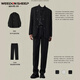 Vaderton Sheep New Chinese Style Zhongshan Groom Robe Suit veste à la tendance et à l'automne Brand Trendy Suite de style chinois ENSEMBLE BLACK Veste + chemise noire + pantalon [trois pièces 3xl [haute qualité]