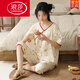 Langsha Sommer Kurzarm Pyjama Set Cotton Women's Dünne Sommer Neue chinesische Stil-Kumpel-Hosen können im Freien zu Hause sein Lzy9902 XL (vorgeschlagen 115-130jin [Jin gleich 0,5 kg])