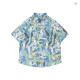 Ximuyao Vintage Ölgemälde Hong Kong Style Retro Blumenhemd Männer Hawaiianer Urlaub Lose Sommerpaar kurzärmeliges Hemd 3527 Grün M.