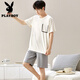 Playboy (Playboy) Herren-Sommeranzug Modal Herren-Pyjamas kurzärmelige Shorts plus eine große lose dünne Heimkleidung 6623 XL 120-140jin [Jin ist 0,5 kg]