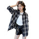 
Girls' shirt spring and autumn style 2025 new big children's fashionable plaid loose long-sleeved top children's shirt LXH-T869 [Blue] spring and autumn style 150