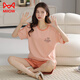 Cat Man (Miiow) pijama de algodón puro para mujeres en pantalones cortos de verano y pantalones cortos de estilo coreano ropa dulce ropa para el hogar, cómodo, de cuello redondo de gran tamaño, 9855 oso naranja claro m