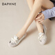 Daphne shallow mouth ballet dance shoes for women flat low heel lightweight commuter breathable sports casual shoes Silver 38
