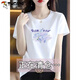 Woodpecker cotton short-sleeved T-shirt women's 2025 summer new loose printed T-shirt summer top 6196 white short-sleeved M (recommended 80-105Jin [Jin equals 0.5 kg])