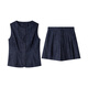 
Vanciman old Qianfeng dark blue denim suit for women 2025 summer new sleeveless top shorts two-piece set M9767 dark denim blue L