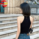 DXOT black halter neck I-shaped suspender vest for women in summer wear 2025 new slim fit inner short sleeveless base top Black M Recommended 75-105Jin[Jin equals 0.5 kg]
