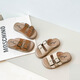 Дети Xianxiu носят повседневные тапочки дома 2025 Summer Girls Metal Button Sandals Boy Flip Flops 698 Brown 31 Внутренняя длина 19,6 см.