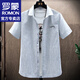 Camisa de manga corta a rayas de Romon Spring y Summer Turning Chaqueta suelta Camiseta Capital Top Men's Clothing 292 Green XL (alrededor de 120-135 Jin [Jin equivale a 0.5 kg] se puede usar)