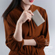 HANATORA flower tiger card bag men and women cowhide high-end business bank card case mini card clip card bag ID gift box gift brown