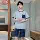 浪莎（LangSha）睡衣男士夏季棉短袖青中年薄款大码男式夏天休闲春秋家居服套装 9934【H系列男短袖短裤套装】 4XL 【推荐180-200斤】