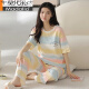 
Modal pajamas women's summer pure cotton thin cute short-sleeved trousers for outerwear set Spring and Autumn loose summer home clothes Y9716 2XL (recommended 130-145 Jin [Jin equals 0.5 kg])