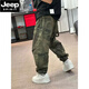 JEEP SPIRIT2025春季新款潮流时尚工装裤男潮牌锥形痞帅拼接束脚迷彩裤哈伦裤 迷彩 XL 140-155斤