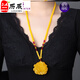 ZBJP old beeswax amber pendant blood amber men and women long necklace chicken oil yellow sweater chain beeswax pendant water drop Ruyi gourd 20g