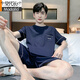 
Modal pajamas men's summer Xinjiang cotton thin short-sleeved shorts can be worn on the outside for casual men's plus-size cool home clothing set 9928# L [Suggested 100-120Jin [Jin equals 0.5 kg]]
