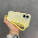 
Bartini light yellow jelly skin-like Apple 16 mobile phone case iphone16promax magnetic new two-in-one 15pro niche 14 simple big hole 13 couple 12 personality [light yellow] + yellow bracelet iPhone 16