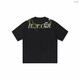 
Lilang HARSH AND CRUEL American alphabet plant flower round neck heavy short-sleeved T-shirt for men and women summer S1049# white L