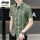 JEEP SPIRIT新款2025夏季男士短袖衬衫潮流痞帅气感冰丝薄款凉爽衬衣 7027黑色 M 90-110斤