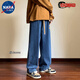 NASALIKE pants men's spring and autumn retro jeans men's straight loose trendy brand ins wide-leg pants American high street casual trousers [high quality] 9901 black S recommended weight 80 Jin [Jin equals 0.5 kg]-90 Jin [Jin equals 0.5 kg]