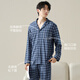 Hengyuanxiang Pajamas Мужская хлопчатобумажная клетчатая клетчатая клетчатая одежда для домашнего костюма мужской кардиган с длинными рукавыми рукавами. Случайный и летний стиль ZJ-011-16886 3XL
