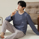 
Yu Zhaolin's new men's pajamas autumn and winter 100-skinny comfortable round neck pullover long sleeve trousers home clothing set casual and can be worn outside 16778 L 170/L