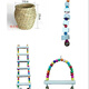 Runhuanian Parrot Solid Wood Ladder Autumn Toy Myna Myna Bird Supplies Bird Nest Bird Cage Decoration Complete Set Colorful Swing Trumpet Log