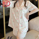 Langsha Summer Pajamas Женская ледовенькая брюки с короткими рукавами сладкий персик летний тонкий шелк с двумя частями yx#9905 Брюки с короткими рукавами 2xl (135-155Jin [jin равны 0,5 кг]))