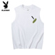 Playboy (PLAYBOY) American Vest Vest Boy 2025 New Summer Casual Sports Pure Cotton Loose Simple Sleeveless T-shirt T-shirt Brand Black [Vest K1098 Two Small Feathers] S S Recommended 70-80Jin [Jin equals 0.5 kg]