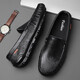 Goldlion Spring and Autumn New Men's Beanie Shoes Men's Real Leather Soft Sole Lazy Casual Shoes Youth Leather Shoes Father's Day Gift 9901 Brown (Hole) 44