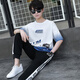 Qiao Yumeng Summer Boy Sweatshirt à manches courtes T-shirt T-shirt T-shirt T-shirt 15 Je Junior School Sleep 14 Sports Sport Grey Suit 9226 (pantalon à manches courtes + 0,5 kg]) M (recommandé 78-95 Jin [Jin est égal à 0,5 kg]))