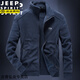 JEEP SPIRIT Jeep autumn fleece sweatshirt men's spring and autumn stand-up collar cardigan men's jacket loose Korean casual jacket men's trend 9901 dark gray plus velvet 2XL 155Jin[Jin equals 0.5 kg]-170Jin[Jin equals 0.5 kg]