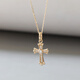 Youshu light luxury niche design Korean pure 14K gold pendant with personality and versatile full zirconium inlaid cross necklace pendant independent pendant without chain