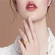 Yage 999 ancient method ring for women gold color 24k plain ring wide face couple ring live mouth ring lover ring live mouth plain ring ring 1 gram gold (0.25)
