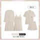 
Langsha (langsha) couple pajamas spring and summer ice silk women's sexy pure desire chest pad suspender nightgown men's home clothes DA625 women's DA9901 men's black M women's L