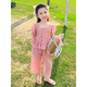 Disney (Disney) Girls Summer Set 2025 Neue Kinder modische modische Baby Sommerplaid Kleidung Zwei-teilige koreanische Version Pink 130 cm
