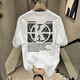GTYUWVG Hong Kong style short-sleeved men 2025 summer loose cotton T-shirt for boys new fashion brand trendy men couple half-sleeved V753 black XL