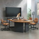 Huisheng solid wood small conference table and chair combination 6-seater simple modern conference room reception negotiation table light luxury high-end round head negotiation conference table 200*100*75*5cm