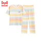 Cat Man (Miiow) Sommer Frauen Kurzarm Pyjama Set 100 reine Baumwollhosen Hauskleidung Vollte Baumwolle kann außerhalb Sommerstreifen Cartoon Y9717 m (vorgeschlagen 75-95jin [Jin gleich 0,5 kg]) tragen)