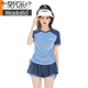 Modal 2025 New Sports Badeanzug für Frauen mit großer Fettmm, fleischbedeckter, konservativer Bauchbedeckung, schlanker 200 Jin [Jin entspricht 0,5 kg] Badeanzug 962/6167-Black und Grey XL empfohlen 105-120 Jin [Jin gleich 0,5 kg]