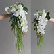 Wedding photography props hand-held flowers wedding photos retro white yarn shooting pink rose waterfall simulation bouquet new waterfall bouquet style 10 0 pieces