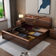 Zixi walnut solid wood bed 1.8 meters factory high box bedside storage with lights master bedroom thickened 2 meters double bed walnut single bed with night light/bull socket 1800*2000mm air pressure double extraction structure/full bed bed board