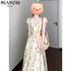 
Cotton French tea break seaside vacation square collar dress for women in summer 2025 new waist-hugging and slimming temperament floral long skirt C4L52836 apricot color [high quality 56] L 100-115Jin [Jin equals 0.5 kg]