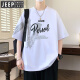 Jeep Spirit Jeep Algodón de algodón sensorial de algodón de algodón de medio manga de los hombres delgados Camiseta adolescente suelta adolescente a mano transpirable Blanco 693 m 80-100Jin [Jin iguala 0.5 kg]