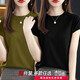 玉芝琳短袖t恤女2025夏季新款圆领宽松显瘦冰丝小飞袖体恤宽松大码上衣 气质绿【CM718单件装】 L 【建议110-125斤】