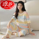 Langsha 2025 pijama para mujeres en primavera y verano algodón puro pantalones de manga corta delgada coreana lindo arco iris contrastante de color de ropa para el hogar Z9712 L-código [recomendado 100-120Jin [Jin iguala 0.5 kg] Tamaño promedio de tamaño promedio