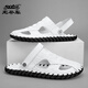 
Classic Car (WECKER) Hong Kong High-end 2025 Genuine Leather Men's Bottle-Battle Soft Sole Sandals Outside Wearing Beach Business High-end Casual M9855 Black Waterproof and Anti-Slip 38